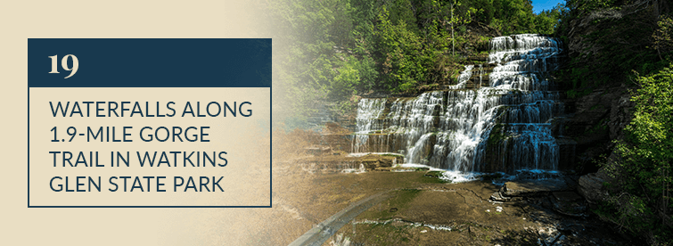 19 waterfalls along 1.9-mile Gorge Trail in Watkins Glen State Park